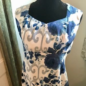 Connected size 16 blue and white sheath dress